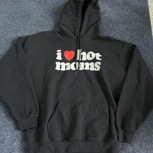 Danny Duncan Hoodie Mens Large Black I Love Hot Moms Graphic Pullover Sweatshirt